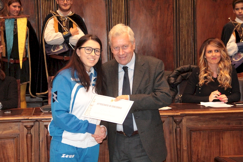 La festa per gli otto atleti a Palazzo dei Priori