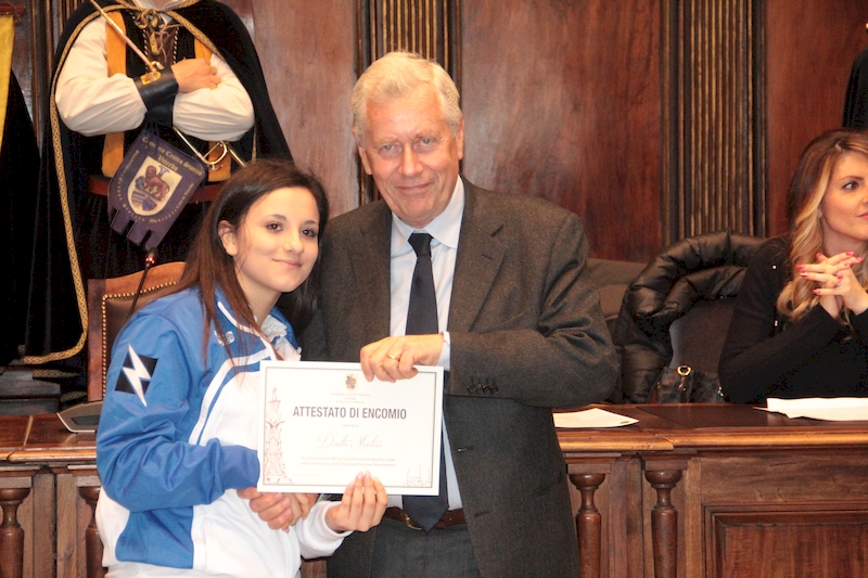 La festa per gli otto atleti a Palazzo dei Priori