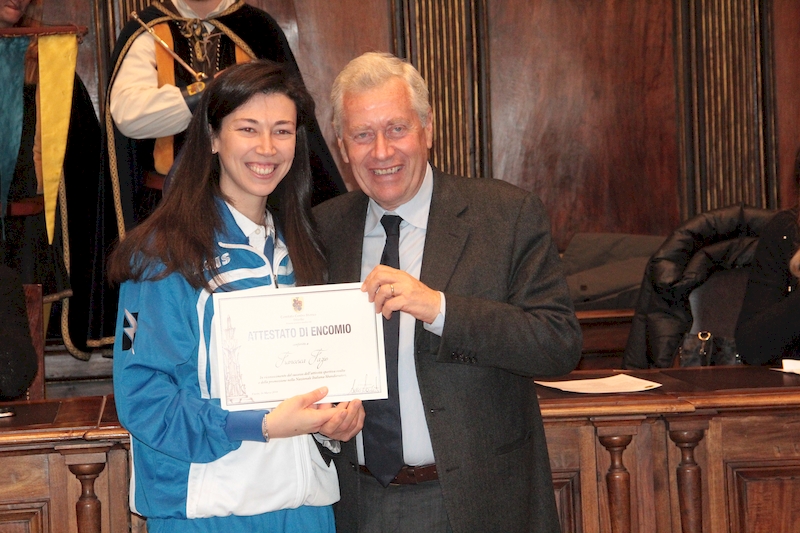 La festa per gli otto atleti a Palazzo dei Priori