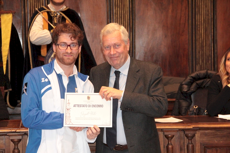 La festa per gli otto atleti a Palazzo dei Priori