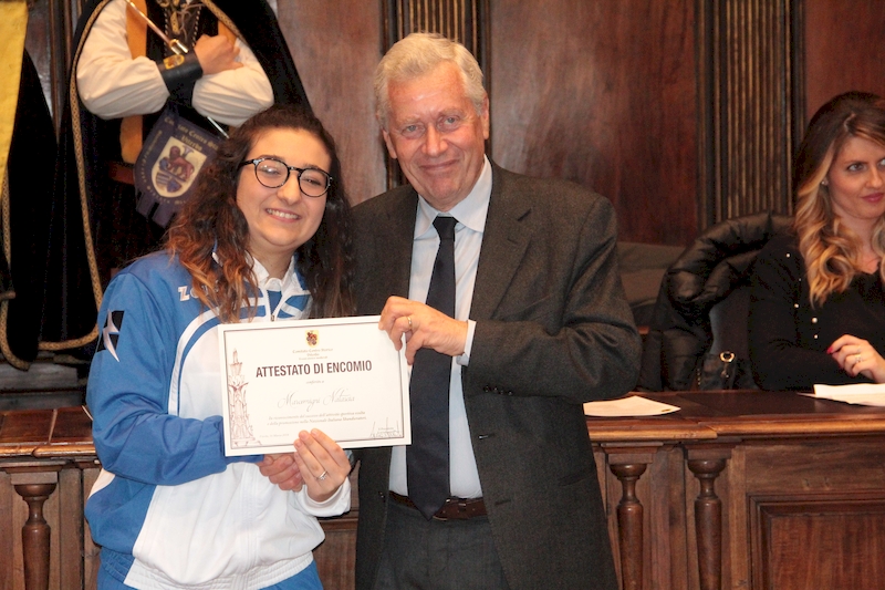 La festa per gli otto atleti a Palazzo dei Priori