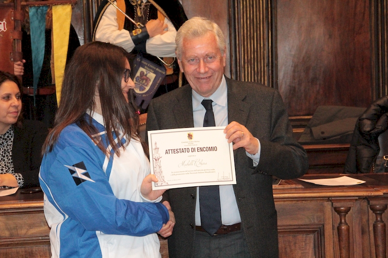 La festa per gli otto atleti a Palazzo dei Priori