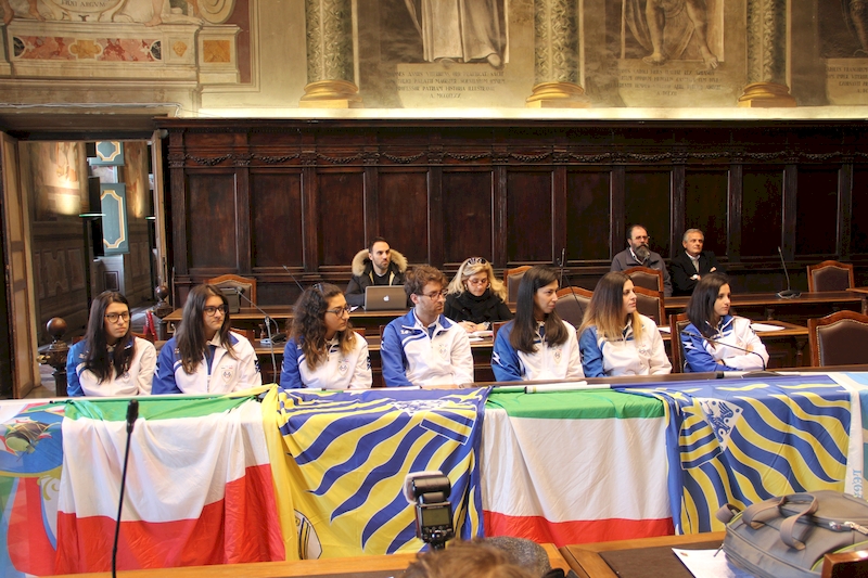 La festa per gli otto atleti a Palazzo dei Priori