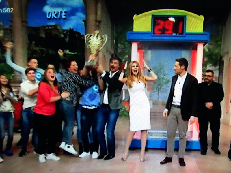 la scena della vittoria in studio Rai