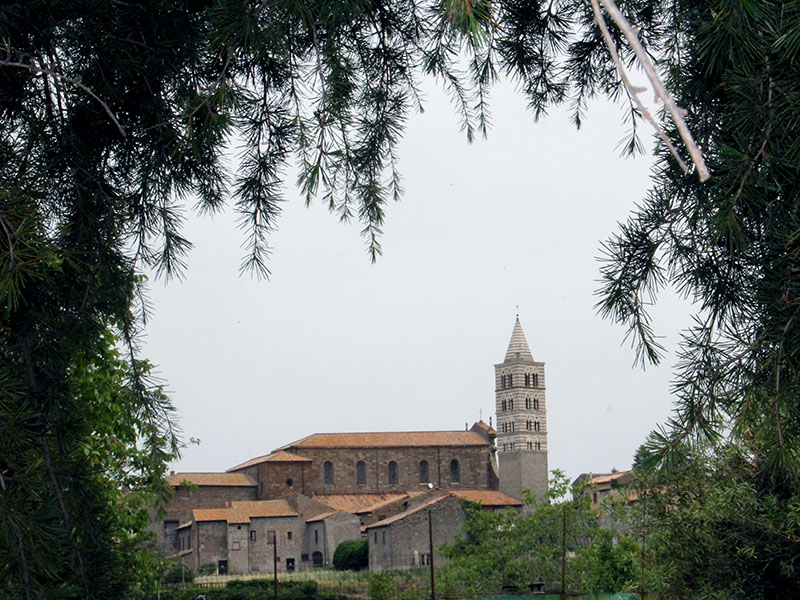Vista area camper, il campanile del Duomo di Viterbo